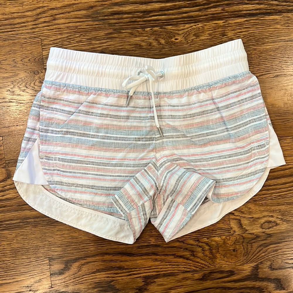 Athleta Stripe Linen Shorts, Size 4